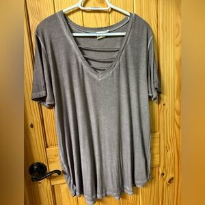 White Crow Gray Relaxed Cut Out Short Sleeve Tee